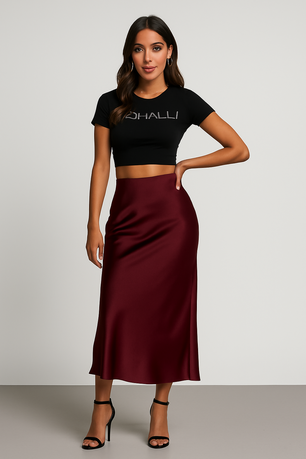 Satin Midi Skirt
