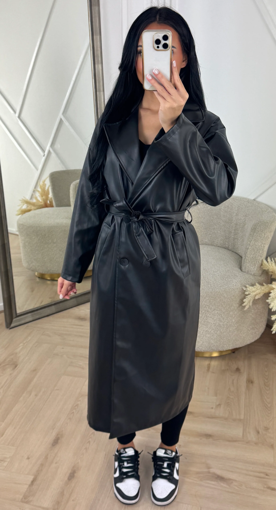 Sleek Leather Trench