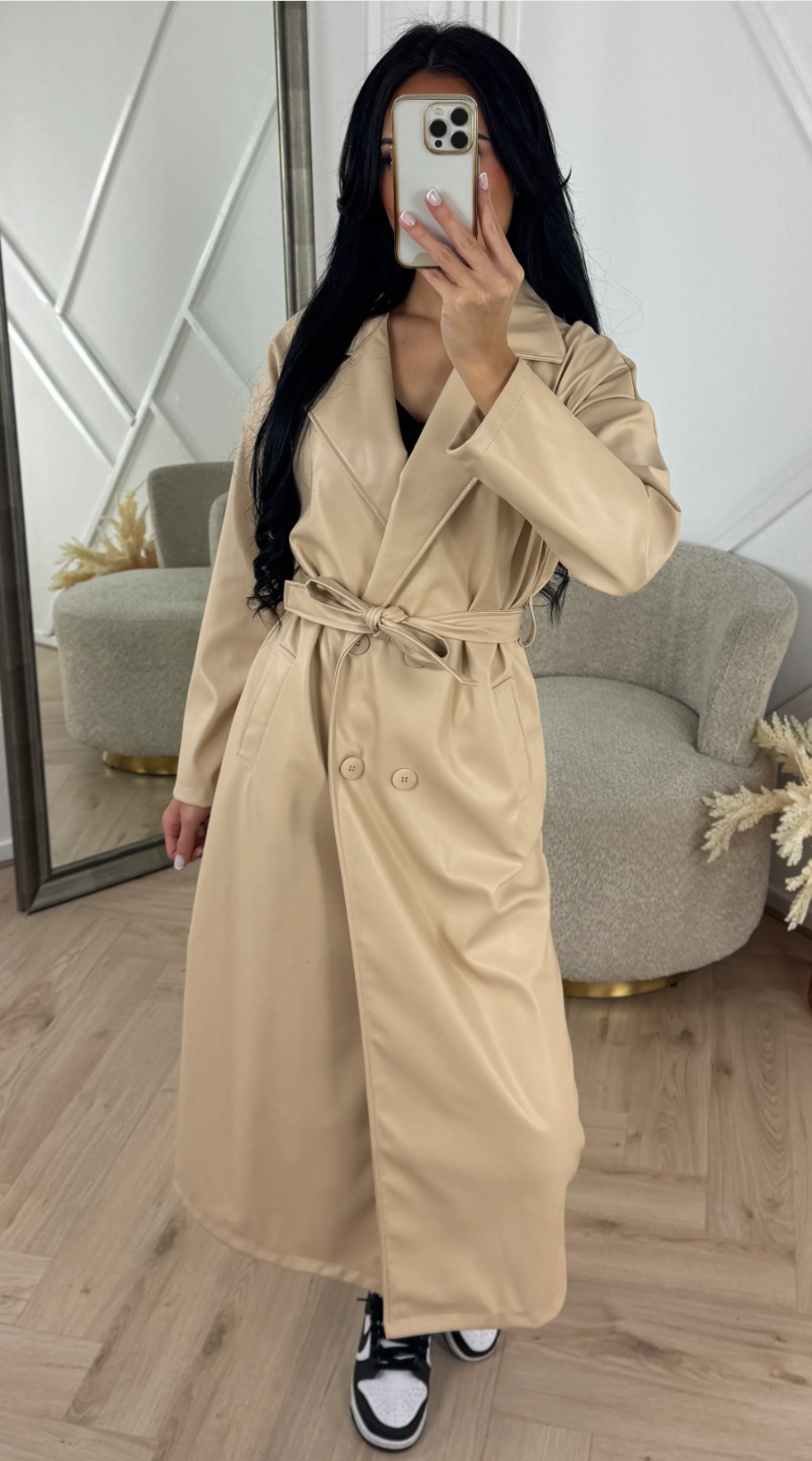 Sleek Leather Trench
