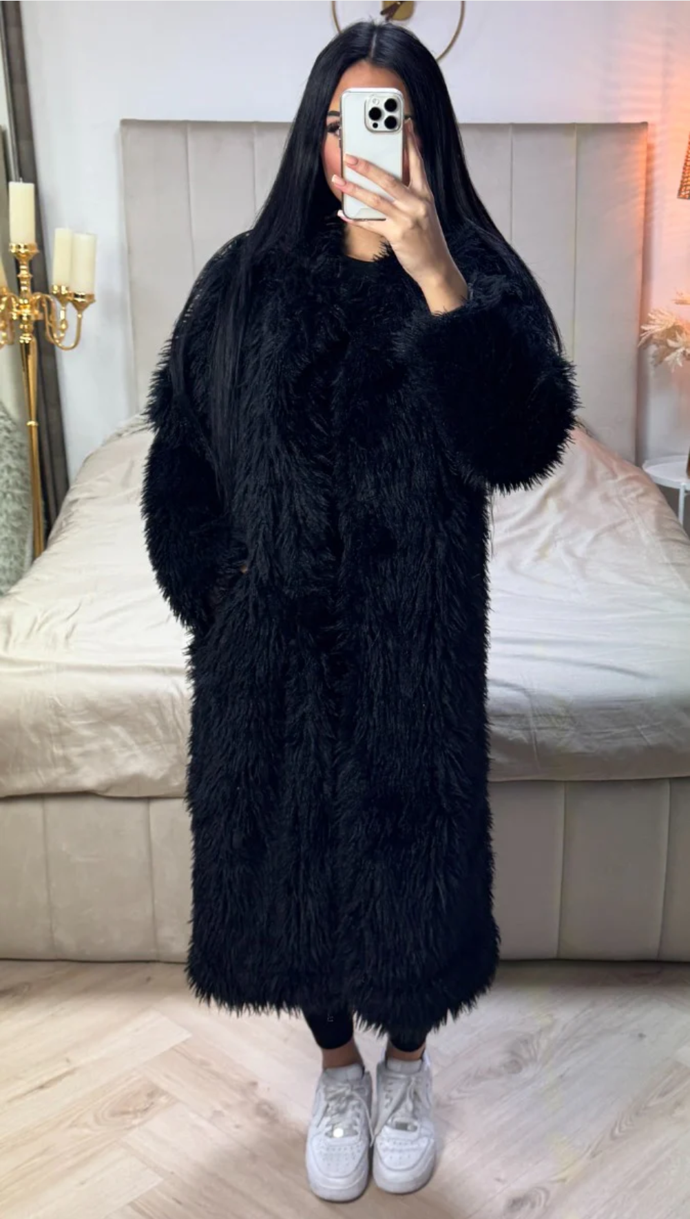 Velvet Luxe Long Faux Fur Coat